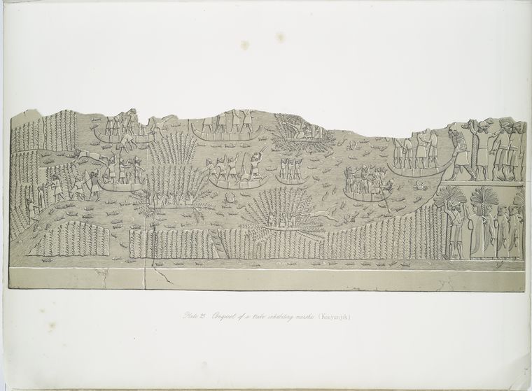 Conquest of a tribe inhabiting marshes. (Kouyunjik.)[Quyunjik].