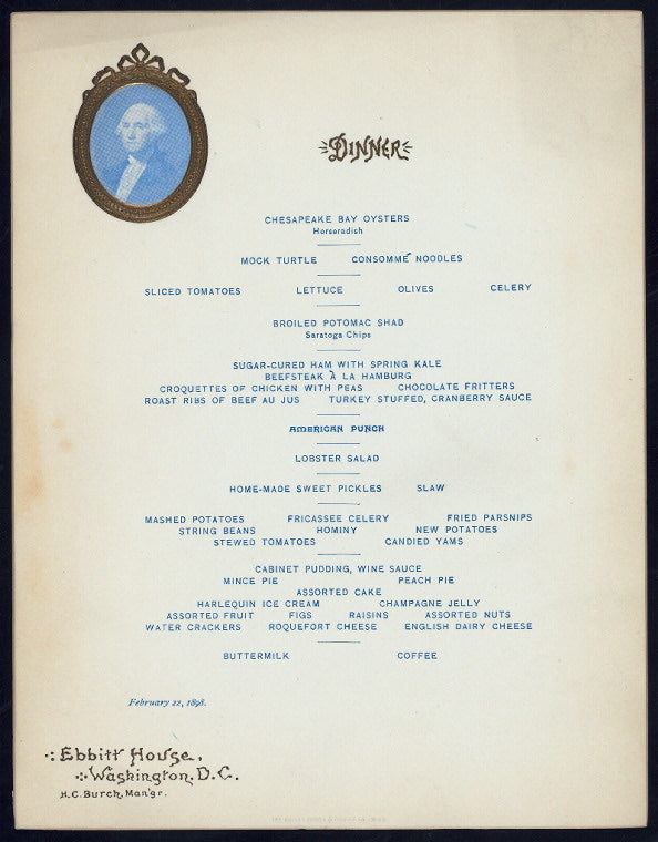 DINNER [held by] EBBITT HOUSE [at] "WASHINGTON, D.C." (HOTEL;)