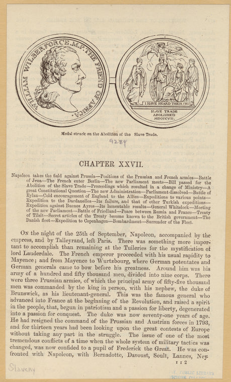 Medal struck on the abolition of the slave trade