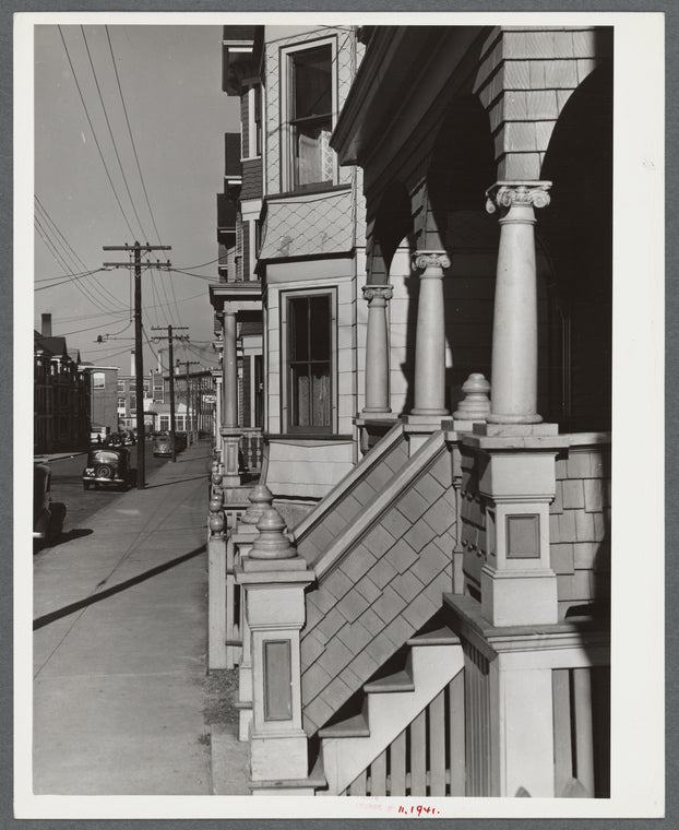 Row of houses on a street in New Bedford, Massachusetts.