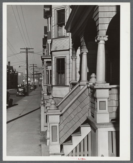 Row of houses on a street in New Bedford, Massachusetts.