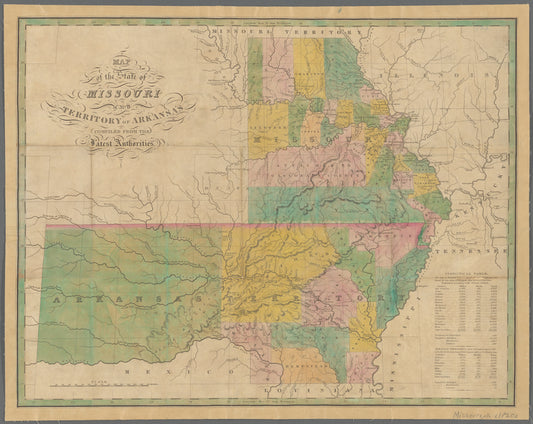 Map of the state of Missouri and Territory of Arkansas : compiled from the latest authorities