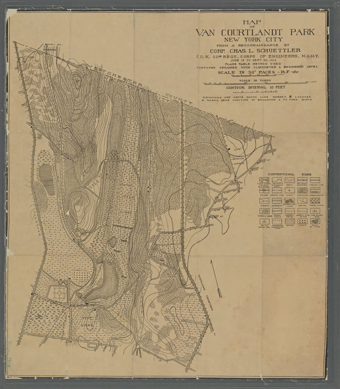 Map of Van Courtlandt Park, [Bronx] New York City, from a reconnaissance by Corp. Chas. L. Schuettler, Co. K, 22nd Regt., Corps of Engineers, N.G.N.Y.