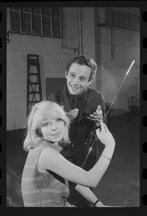 Jill Haworth and Joel Grey in rehearsal for the stage production Cabaret