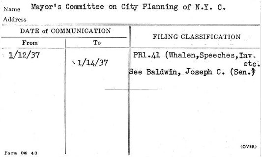 Mayor's Committee on City Planning of N.Y.C.