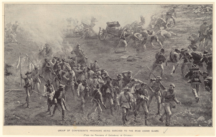 Group of Confederate prisoners being marched to the rear under guard