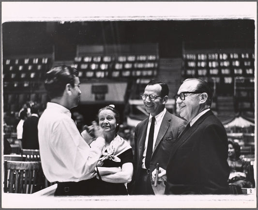 Jack Benny [right] and unidentified others in the 1962 stage event Salute to the President