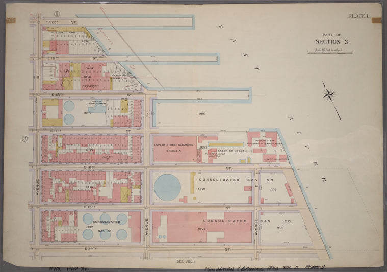 Plate 1, Part of Section 3: [Bounded by E. 20th Street, Avenue B, E. 14th Street and Avenue D]