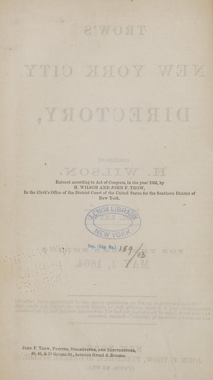 New York City directory: for the year ending May 1, 1864