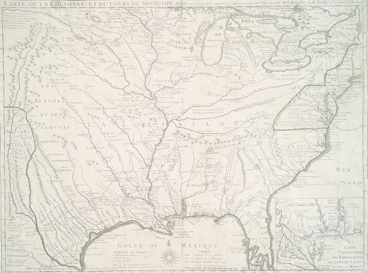 Carte de la Louisiane et du cours du Mississipi : dressée sur un grande nombre de memoires entrautres sur ceux de Mr. le Maire