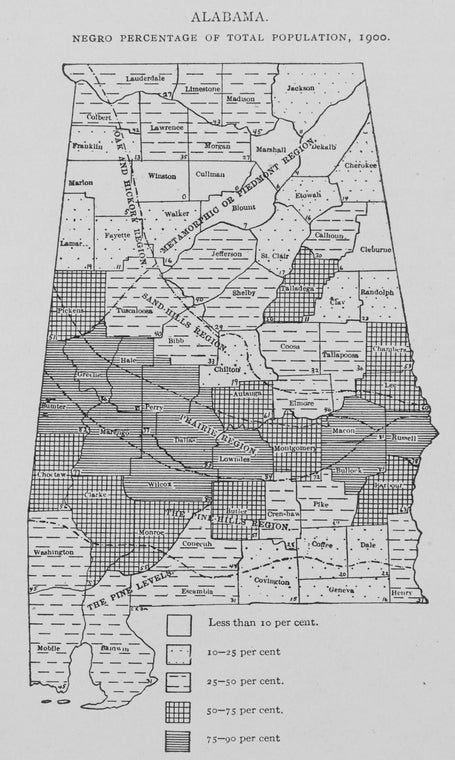 Alabama. Negro percentage of total population, 1900.
