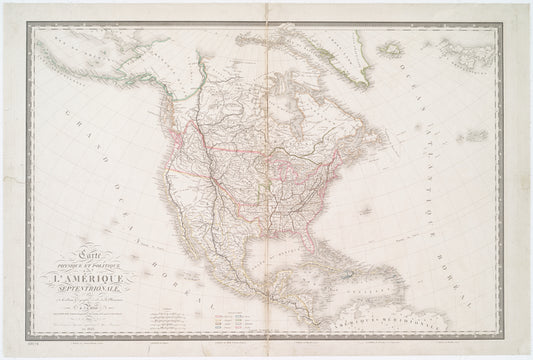 Carte physique et politique de l'Amérique septentrionale