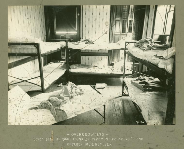 Overcrowding. Seven beds found in room by THD & ordered removed.