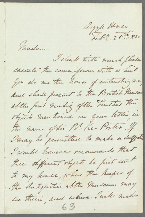 George Hamilton Gordon, Lord Aberdeen to Jane Porter, autograph letter signed