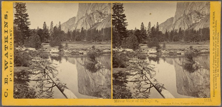 Mirror view of El Capitan, Yosemite Valley, Mariposa County, Cal.