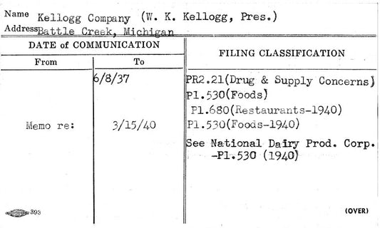 Kellogg Company (W.K. Kellogg, Pres.)
