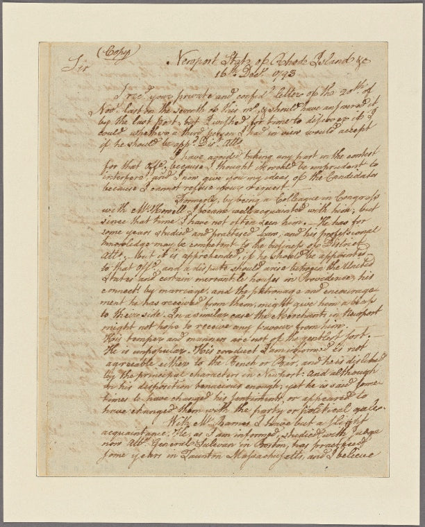 Letter to Alexander Hamilton [Philadelphia]