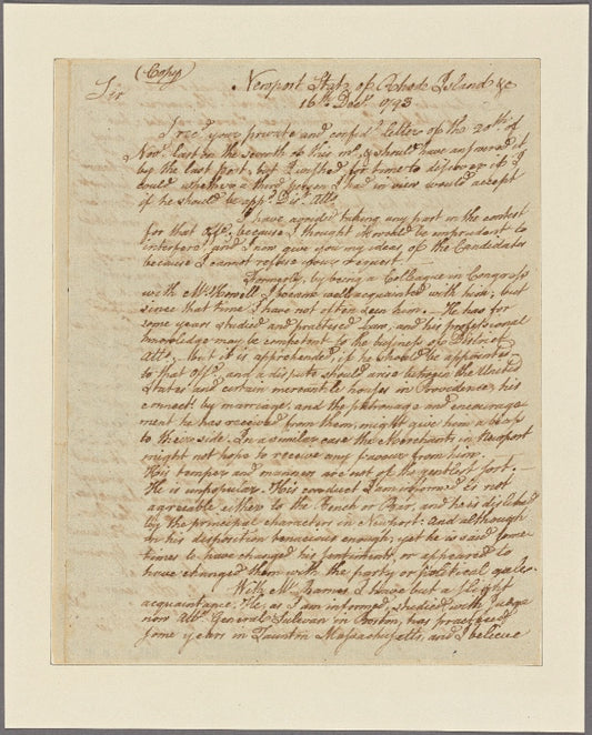 Letter to Alexander Hamilton [Philadelphia]