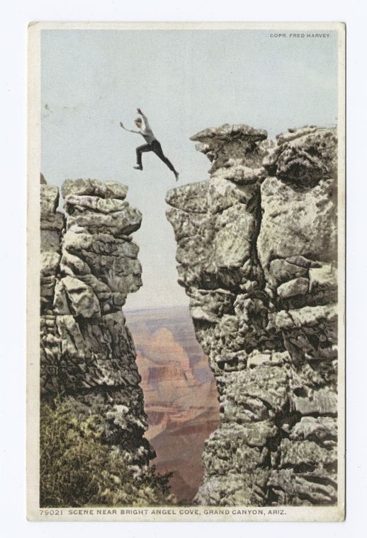 Daring Jump of a Forest Ranger, near Bright Angel Cove, Arizona