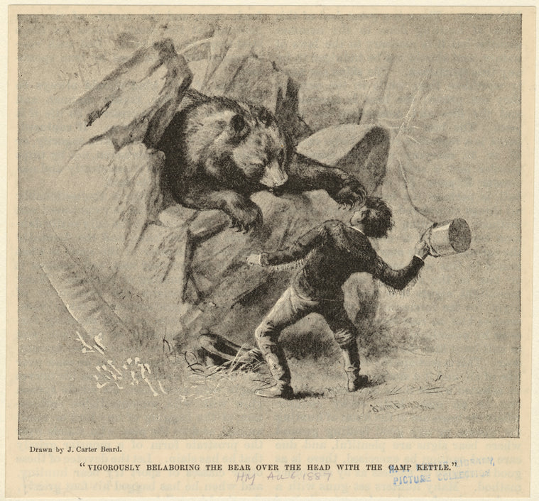 "Vigorously belaboring the bear over the head with the camp kettle"