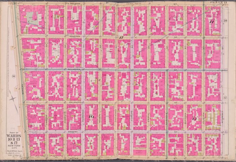 Plate 13 [Map bounded by E. Houston St., Attorney St., Grand St., Bowery]