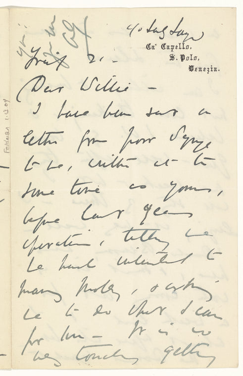 Augusta Gregory to W.B. Yeats ALS May 21 1909