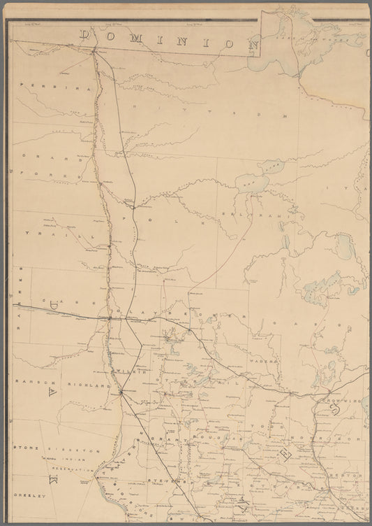 Post route map of the state of Minnesota, with adjacent parts of Iowa, Nebraska, Dakota, Wisconsin and of the British possessions