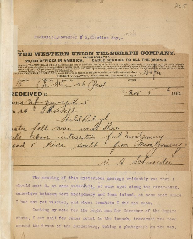 The Western Union Telegraph Company. Peekskill, November 6, Election day.