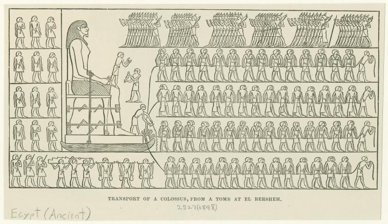 Transport of a colossus, from a tomb at El Bersheh