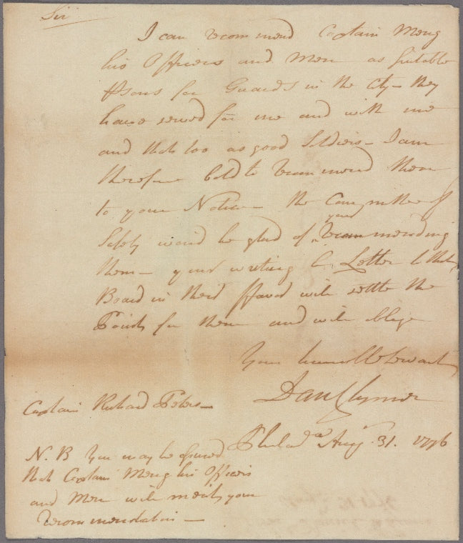 Letter to Capt. Richard Peters