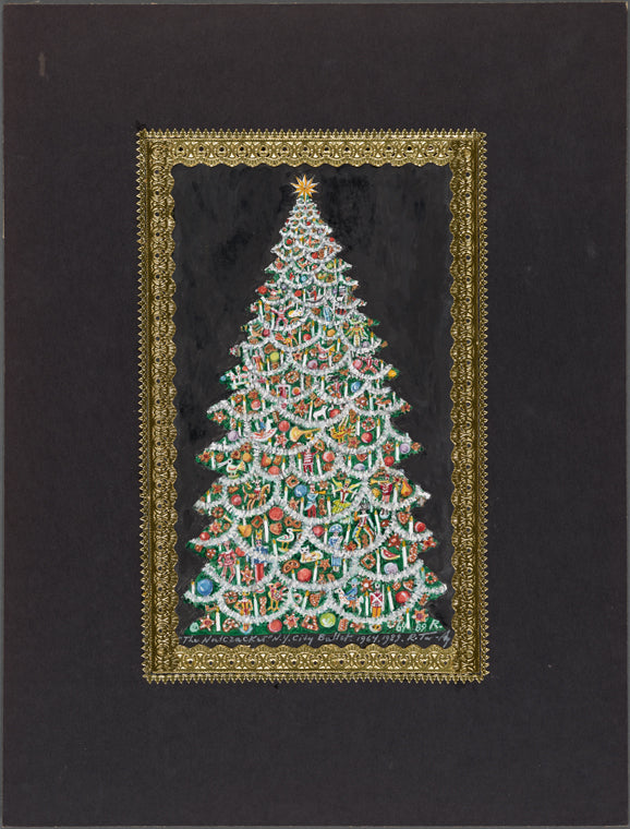 Original full color design by Rouben Ter-Arutunian for Balanchine's Nutcracker, Act I Christmas tree