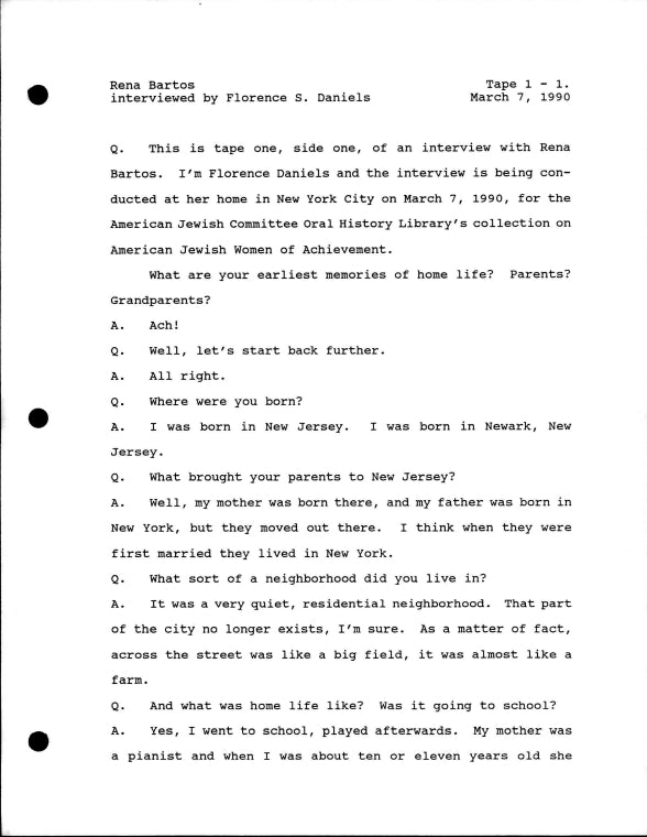 Rena Bartos: [interview]