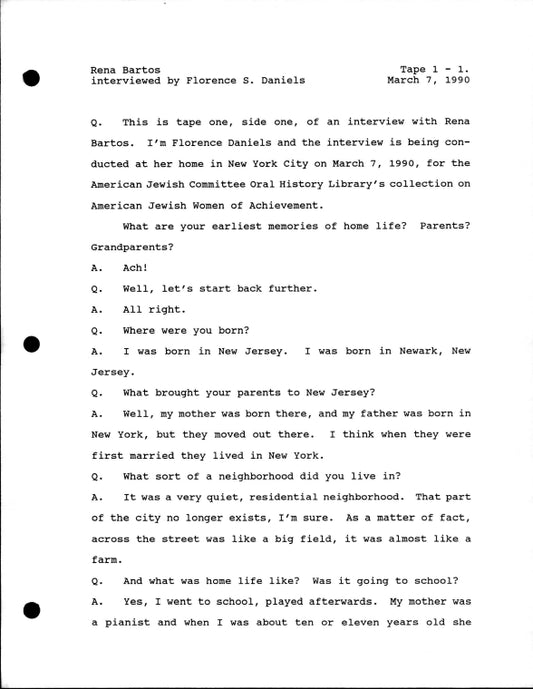 Rena Bartos: [interview]