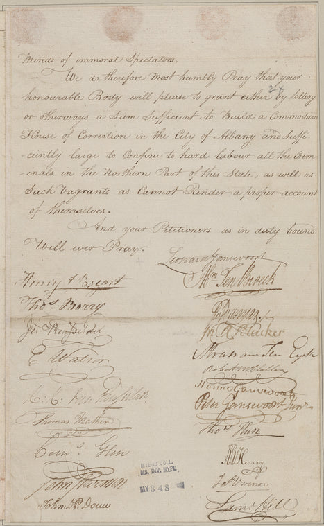 Petition to the New York State Legislature from the Citizens of the Northern Part of the State