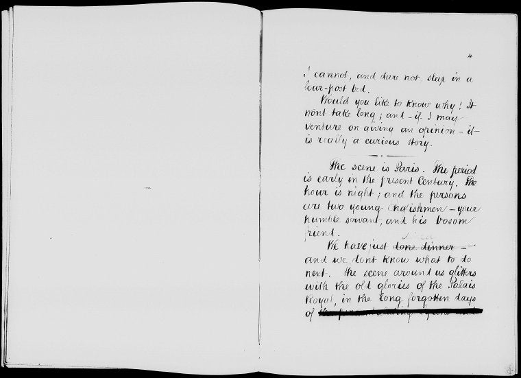 A Traveller's story of a terribly strange bed. Manuscript in the hand of an amanuensis, with corrections in another unidentified hand. n.d.