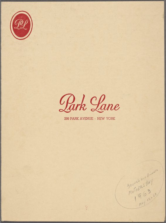 Sunday Mother's Day brunch and dinner menu, Park Lane