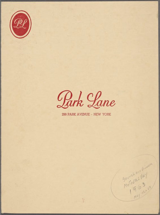 Sunday Mother's Day brunch and dinner menu, Park Lane