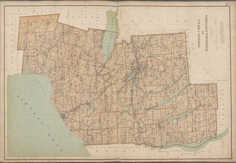 New York State, Double Page Plate No. 27 [Map of Oswego, Cayuga, and Onondaga Counties]
