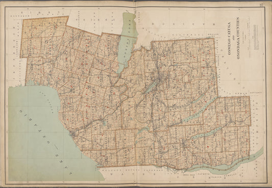 New York State, Double Page Plate No. 27 [Map of Oswego, Cayuga, and Onondaga Counties]