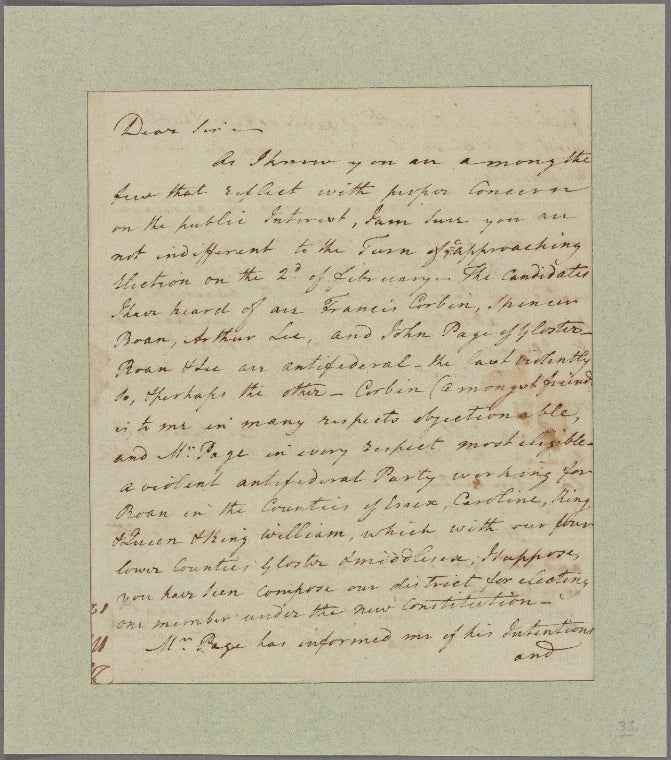 Letter to [Robert Carter, Nomony Hall.]