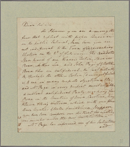 Letter to [Robert Carter, Nomony Hall.]