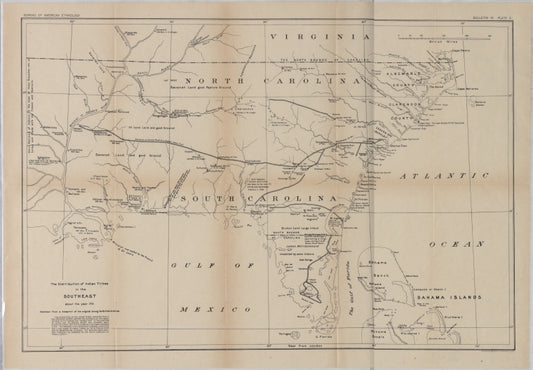 The Distribution of Indian tribes in the Southeast about the year 1715: redrawn from a blueprint of the original among the British Archives