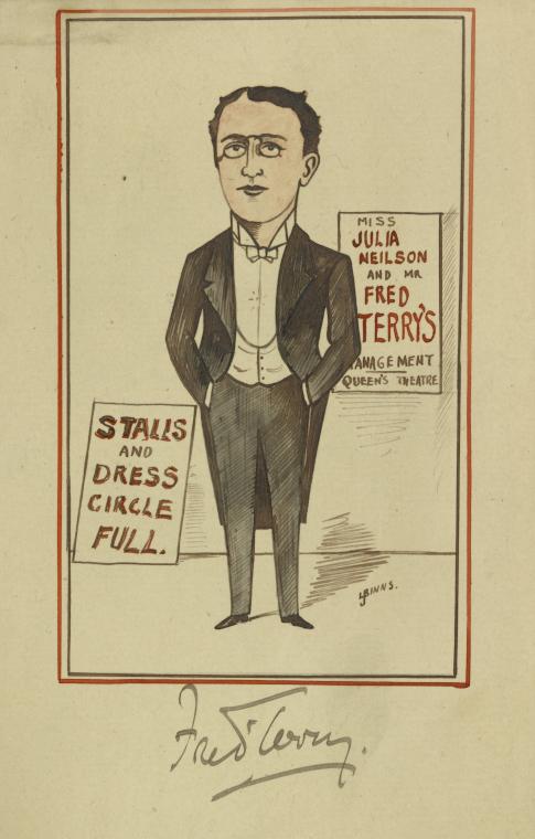 Autographed caricature of Fred Terry