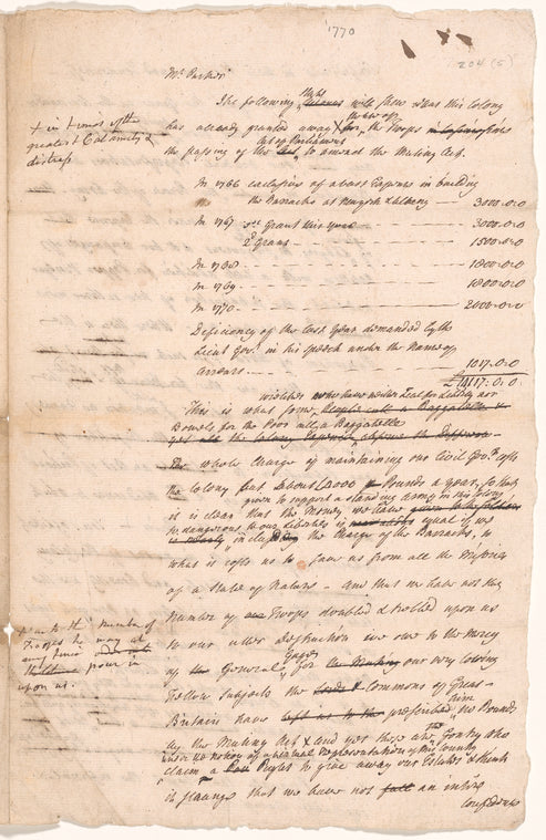 Paper for Parker to shew expense of the Mutiny Act