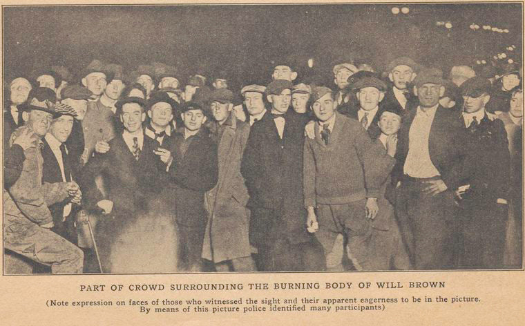 Part of crowd surrounding the burning body of Will Brown