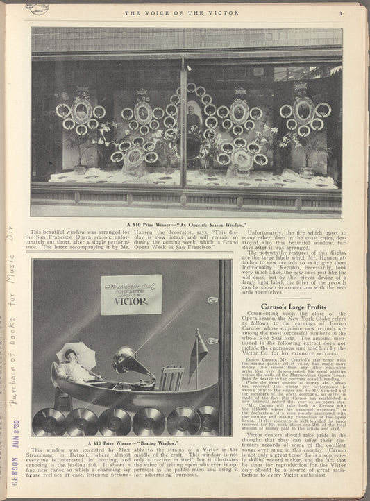 "An Operatic Season Window" and "Boating Window"
