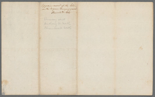 Appraisement of the lots on the Negroes Burying Ground