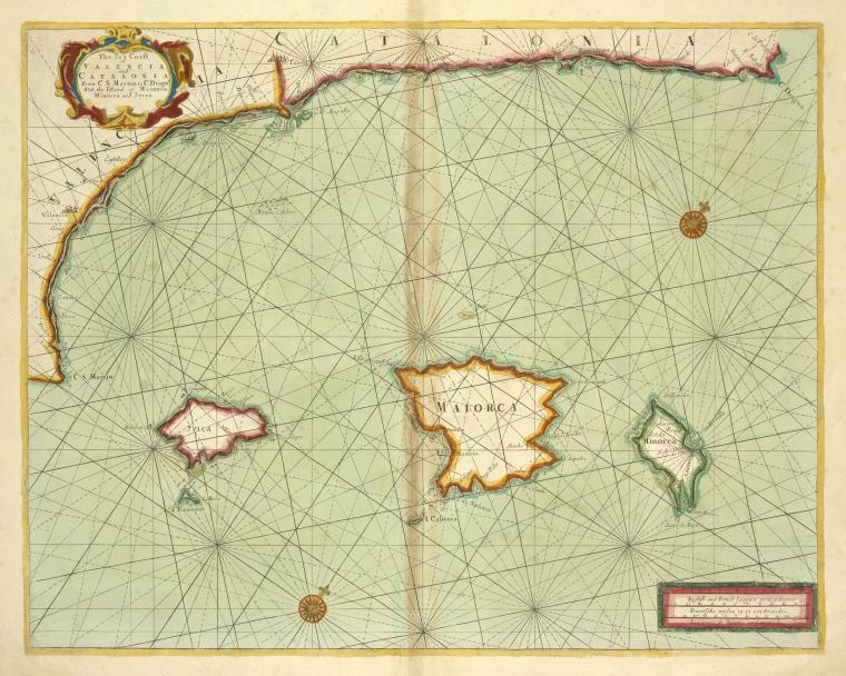 The sea coast of VALENCIA and CATALONIA from C S Martin to C Drago with the Island of Maiorca Minorca and Jvica