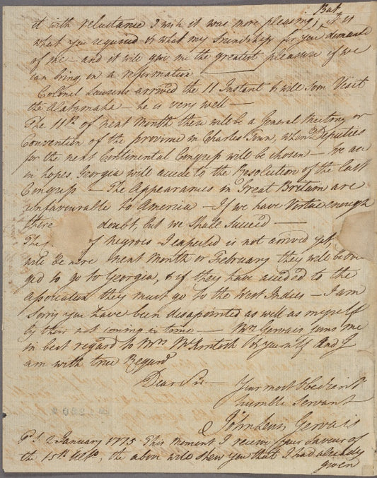 Letter to Lachlan McIntosh, Darien [Ga.]
