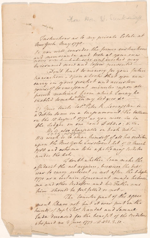 Instructions as to my private estate at New York